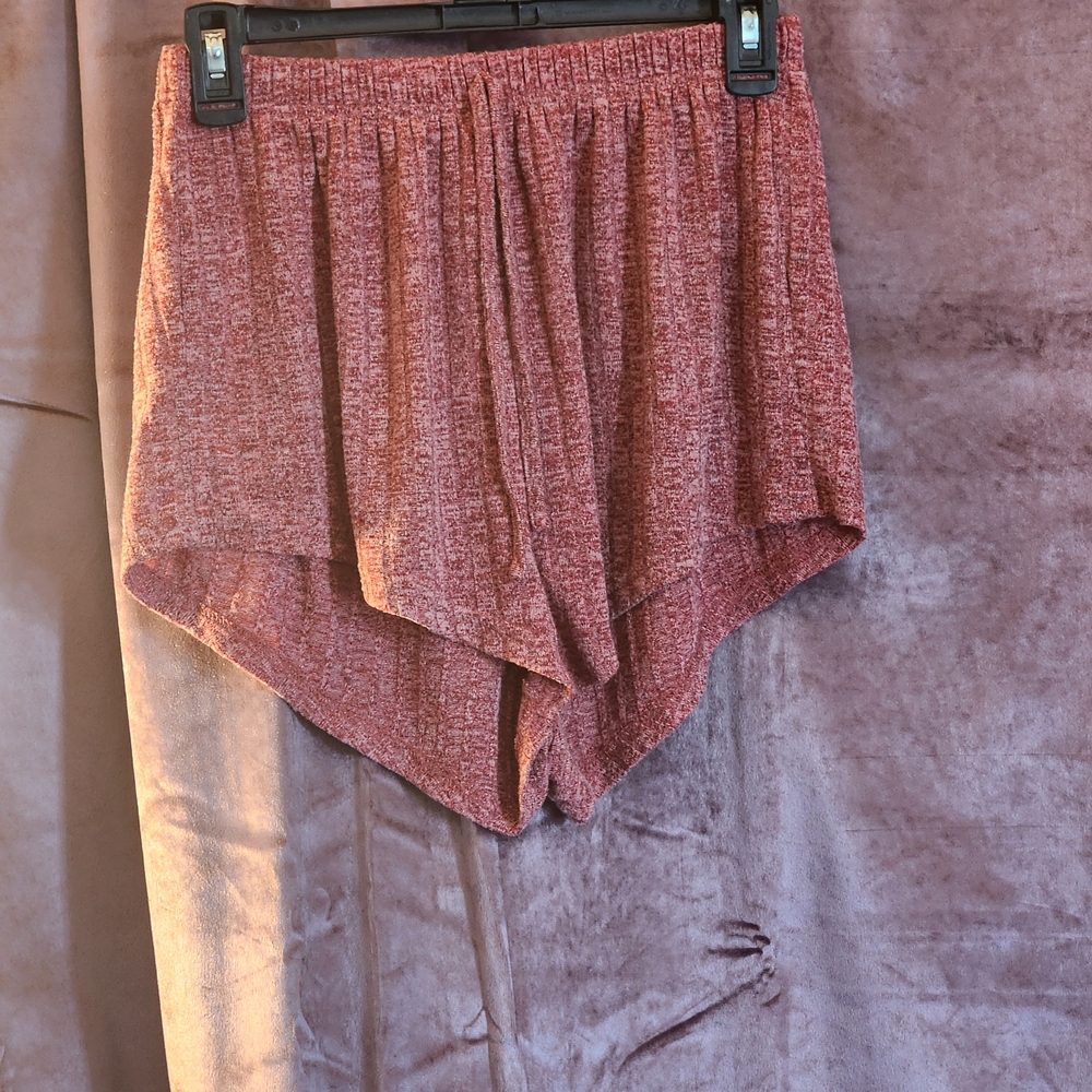 Red Textured High-Low Shorts